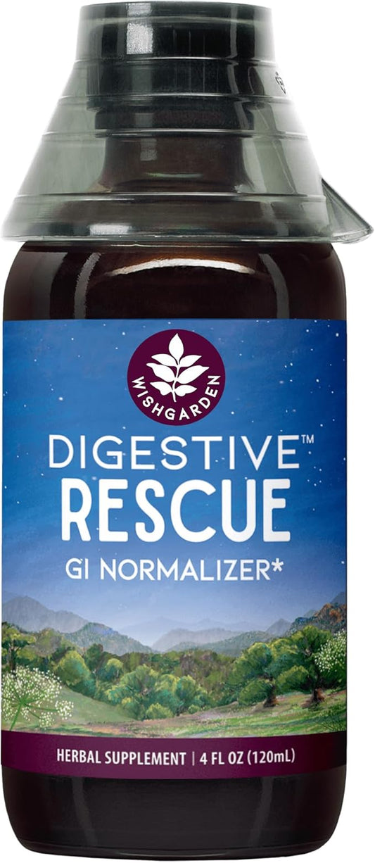WishGarden Herbs Digestive Rescue GI Normalizer - All-Natural Herbal & Organic Digestive Relief Tincture with Peppermint Leaf, Ginger Root and Fennel Seed, Quickly Soothes Digestive Discomforts, 4oz