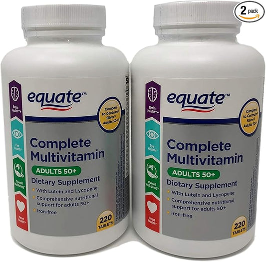 Equate Mature Adult 50+ One Daily Complete Multivitamin Compare to Centrum Silver (220 Ct) ( Pack of Two )