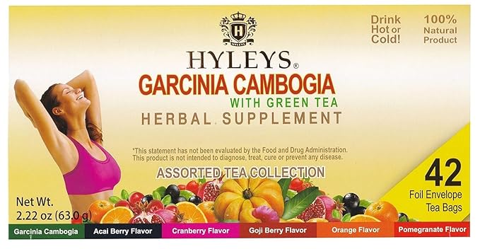 HYLEYS Tea Garcinia Cambogia Green Tea with Assorted Flavors - 42 Tea Bags (12 Pack - 504 Tea Bags Total)