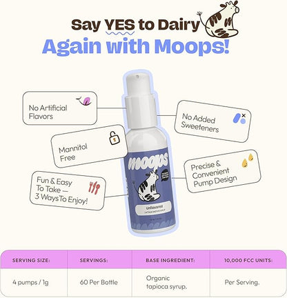 Lactase Enzyme Drops 2oz – Delicious Unflavored Flavor – 10,000 FCC Units for Fast Acting Dairy Relief – Customizable Dosing for Lactose Intolerance – Portable Twist-to-Lock Pump