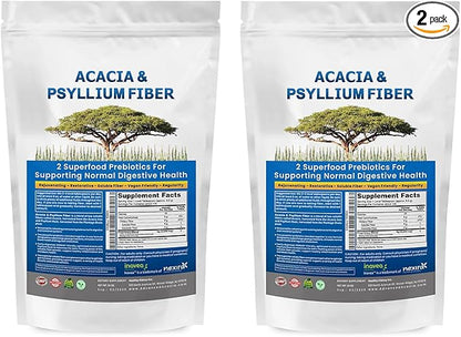 Kidney Restore Organic Acacia & Psyllium Husk Fiber Powder - Prebiotic & Natural Supplement - Soluble Acacia & Psyllium Husk Powder - 1.5 lbs (48oz), 2 Packs