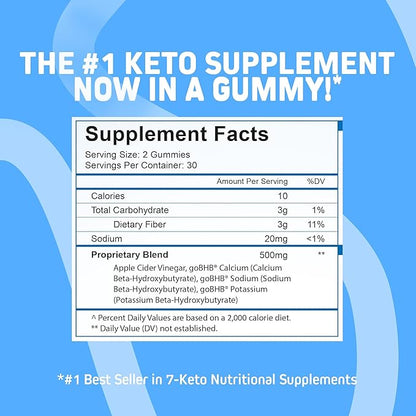 Herbtonics Keto Apple Cider Vinegar Gummies | Digestion & Detox | GLP-1 Support | Sugar Free BHB Advanced Formula for Keto Support - Raw ACV with The Mother - 60 Vegan ACV Gummies