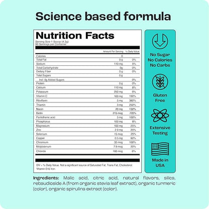 KEY NUTRIENTS Multivitamin Electrolytes Powder No Sugar - Refreshing Lemonade Electrolyte Powder - Sodium & Energy Supplement - Hydration Powder - No Calories - 90 Servings - Made in USA