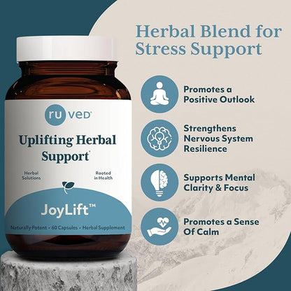 ruved Joylift, Uplifting Herbal Formula with Saffron, Berberine and St. John’s Wort, Promotes Calm and Positive Outlook, Ayurvedic Herbal Supplement, 60 Vegetarian Capsules.