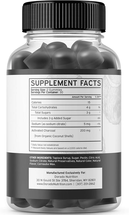 Activated Charcoal Gummies for Healthy Detox & Cleanse Support - Formulated from Organic Coconut Shells 200mg Per Serving – Non GMO & Gluten-Free - Natural Fruit Flavor - For Men & Women (60 Gummies)