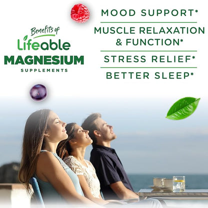 Lifeable Magnesium Gummies for Adults | 900mg Magnesium Citrate Gummies | Vegan Magnesium | for Men and Women | 90 Count