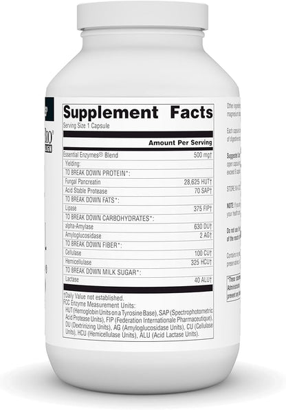 Source Naturals Essential Enzymes 500mg, Bio-Aligned Multiple Enzyme Supplement Herbal Defense for Digestion, Gas, Constipation & Bloating Relief - Digestive Aid* - 360 Capsules, 360 Servings