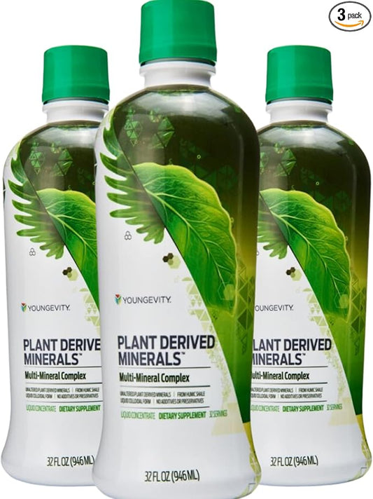 Youngevity Plant Derived Liquid Minerals - 77+ Natural Unaltered Trace Minerals - 19,000mg Plant Mineral Solids - Colloidal Form Humic Shale - (32 oz Pack of 3)