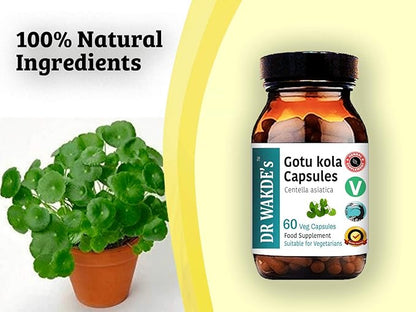 DR WAKDE'S Gotu kola Capsules (Mandukparni, Centella asciatia, 60 Veg Caps, Plant-Based Supplement, Ayurvedic Herb, All Natural, Vegan)