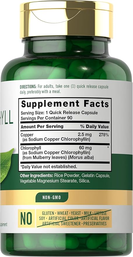 Carlyle Chlorophyll Pills | 90 Capsules | Naturally Occurring Pigment | Chlorophyll Concentrate Supplement | Non-GMO, Gluten Free Complex