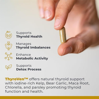 Premier Research Labs ThyroVen - Thyroid Support for Women, Thyroid Support for Men, Thyroid Supplement, Thyroid Support Complex with Naturally-Sourced Iodine - 60 Capsules