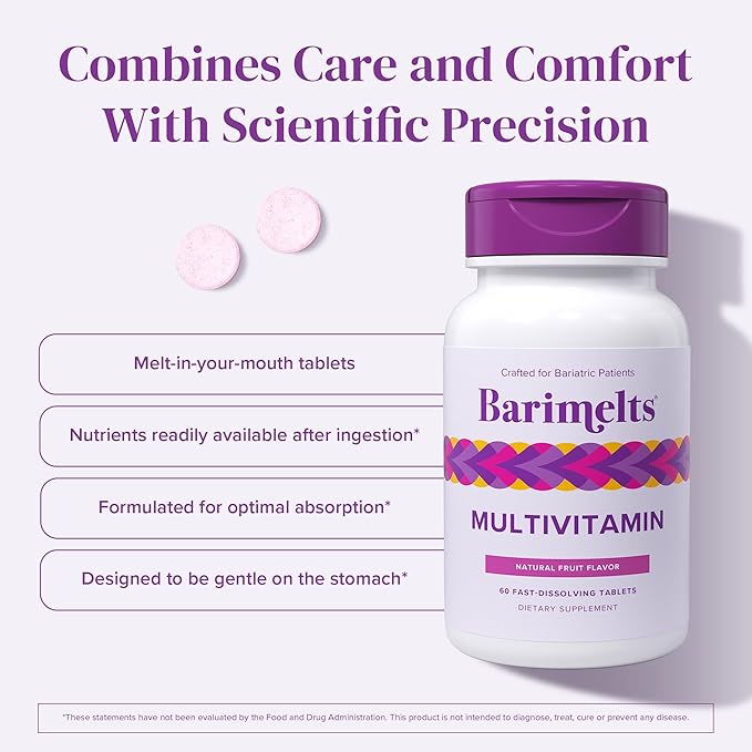 BariMelts Multivitamin - 60 Fast-Dissolving Tablets (1-Month Supply) - Sugar-Free Bariatric Multivitamin for Women, Natural Fruit Flavor