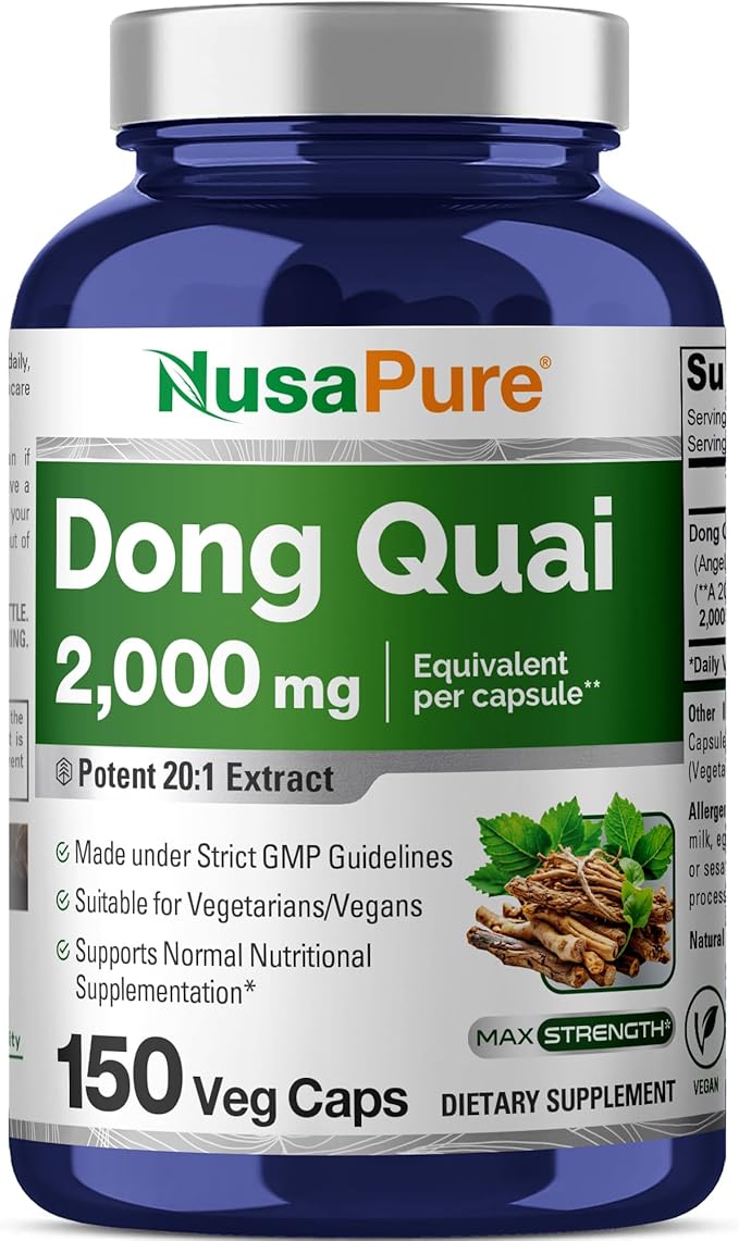 NusaPure Dong QUAI 2,000mg Per Veggie 150 Capsules (Extract 20:1, Non-GMO & Vegan Supplement)