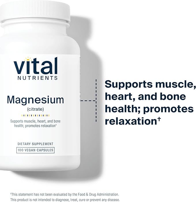 Vital Nutrients Magnesium Citrate 150mg | Promotes Relaxation | Supports Sleep, Bone, Heart, Muscle, Kidney, & Nerve Health* | Vegan Supplement | Gluten, Dairy, Soy Free | 100 Capsules
