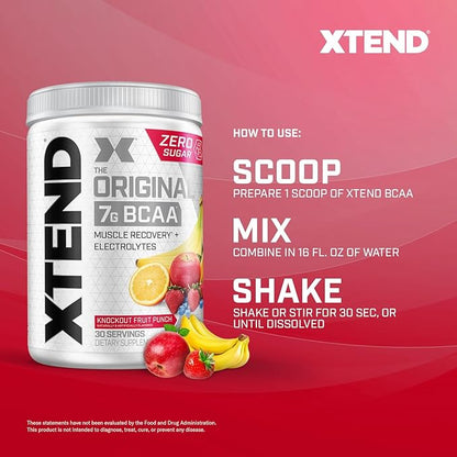 XTEND Original BCAA Powder 7g BCAA and 2.5g L-Glutamine, Sugar Free Post Workout Muscle Recovery Drink with Amino Acids for Men & Women, 30 Servings