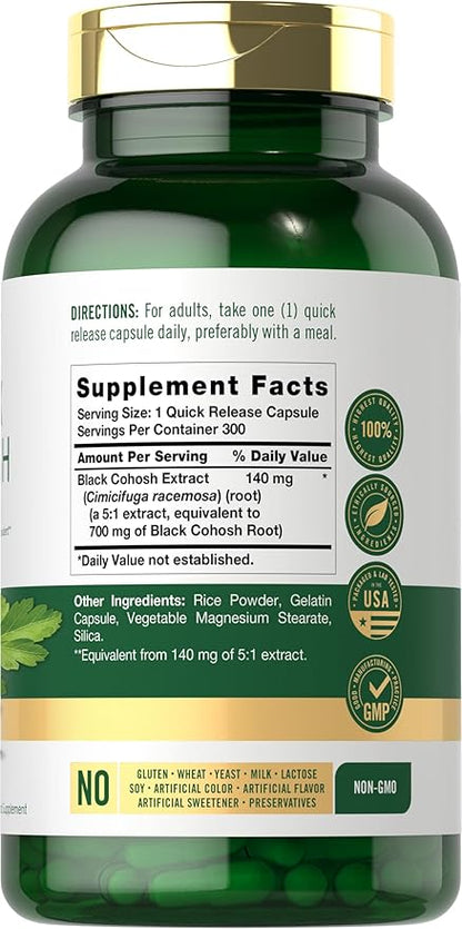 Carlyle Black Cohosh Capsules | 700mg | 300 Count | Non-GMO, and Gluten Free Formula | Black Cohosh Root Extract Supplement