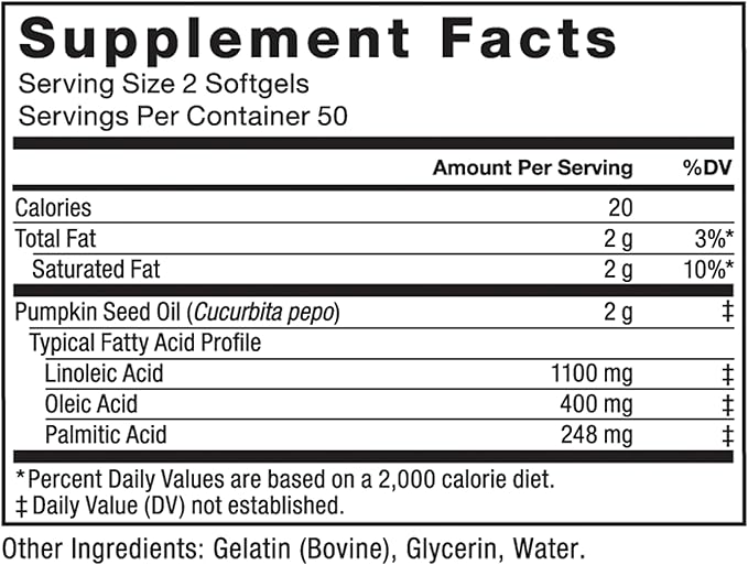 FORCE FACTOR Pumpkin Seed Oil Capsules, Phytosterols Supplement with Essential Fatty Acids, Made with Cold Pressed Pumpkin Oil, Premium Quality, Non-GMO, 100 Softgels