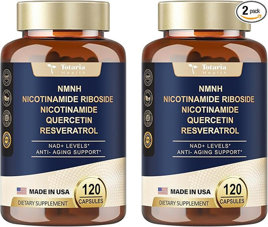 NMNH (Dihydronicotinamide Mononucleotide), NMNH Supplement w/Niacinamide (Vitamin B3), Quercetin, Trans-Resveratrol, Support NAD+, Anti-Aging, Skin Cell Health & Energy, 240 Count