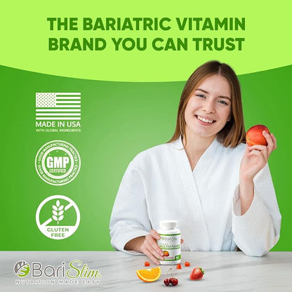 BariSlim Bariatric Multivitamin Gummies - Specially Formulated Gummy Vitamin for Patients After Weight Loss Surgery - Easy to Digest & Great Tasting Fruit Flavors | Pack of 2 (90 Fruit Chews)