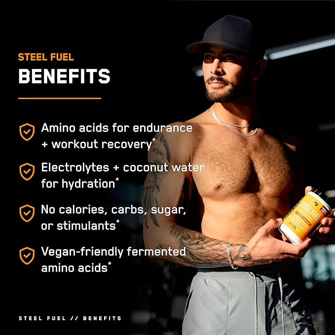 SteelFit Steel Fuel BCAA + Electrolyte Powder | Sugar-Free 2:1:1 Amino Acids Formula | Grape Soda, 30 Servings | No Crash Workout Hydration, Muscle Growth & Recovery