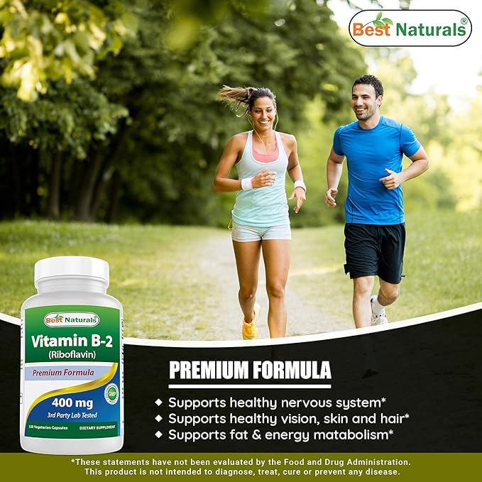 Best Naturals Vitamin B2 (Riboflavin) 400mg & Magnesium Glycinate 425 mg