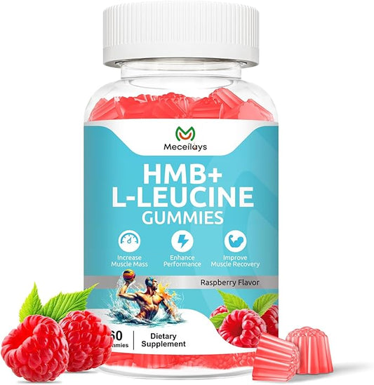 HMB & L-Leucine Gummies 4000mg (60 Count) - Sugar Free, Vegan, Non-GMO, Gluten Free - Supports Muscle Growth, Recovery & Endurance for Men, Women & Elder - Raspberry Flavor