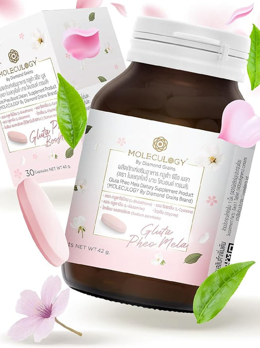 Diamond Grains Moleculogy Gluta Pheo Mela Dietary Supplements 30 Tablets / 1 Bottle - an Antioxidant Packed Cocktail of Gluta Exilir with Mix of Vitamin Perfection to Improve Your Daily Energy