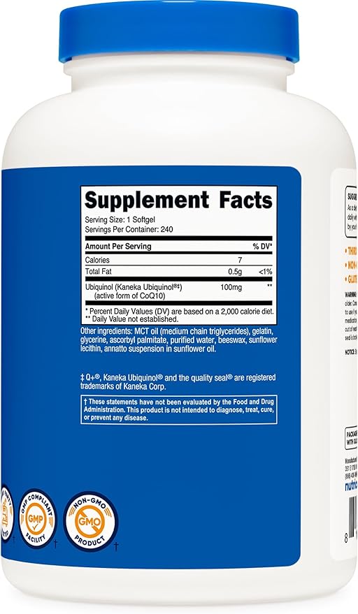 Nutricost Ubiquinol Softgels (100mg, 240 Softgels) - Superior Absorption Antioxidant | Active Form of CoQ10 - Gluten Free, Non-GMO