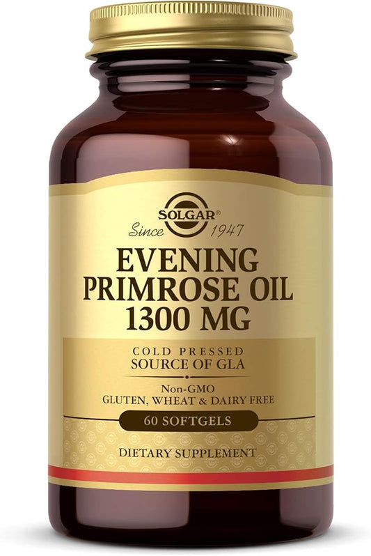 Solgar Evening Primrose Oil 1300 mg, 60 Softgels - Promotes Healthy Skin & Cardiovascular Health - Nutritional Support for Women - Non-GMO, Gluten Free, Dairy Free - 60 Servings