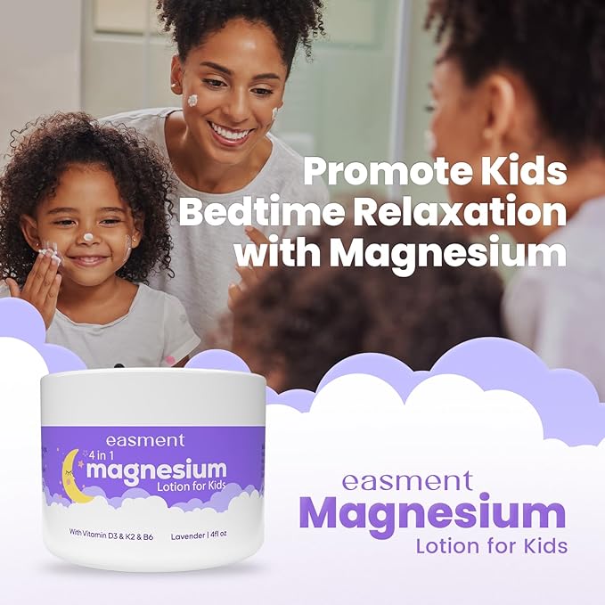 Magnesium Lotion for Kids Sleep: Gentle Lavender Formula with Vitamins D3, K2 & B6 – Nourishing Cream for Sensitive Skin, Safe for Babies & Perfect for Daily Use