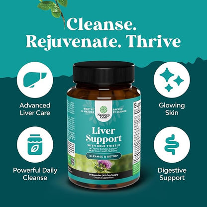 Liver Cleanse Detox & Repair 90 Capsules - Herbal Liver Support Milk Thistle Supplement - Silymarin Milk Thistle Supplements with Dandelion Root, Choline, Beetroot & Artichoke Extract