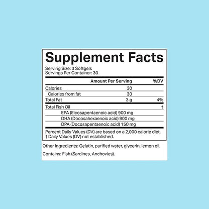 Advanced Omega 3 Fish Oil Supplement | High EPA, DHA and DPA for Brain Health, Heart Support and Metabolic Balance | Pure Omega-3 Fatty Acids