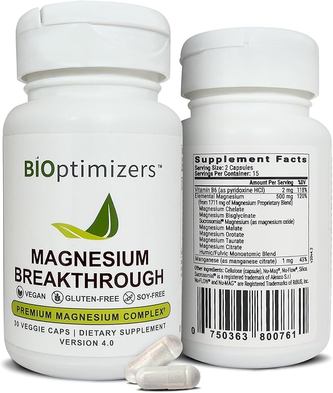 Magnesium Breakthrough 4.0 Supplement – Contains 7 Forms of Magnesium: Glycinate, Malate, Citrate, and More – Natural Sleep and Brain Health Support – 30 Capsules
