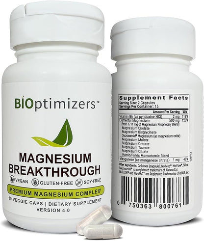 Magnesium Breakthrough 4.0 Supplement – Contains 7 Forms of Magnesium: Glycinate, Malate, Citrate, and More – Natural Sleep and Brain Health Support – 30 Capsules