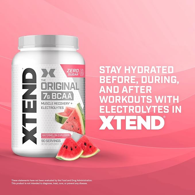 XTEND Original BCAA Powder 7g BCAA and 2.5g L-Glutamine, Sugar Free Post Workout Muscle Recovery Drink with Amino Acids for Men & Women, 90 Servings
