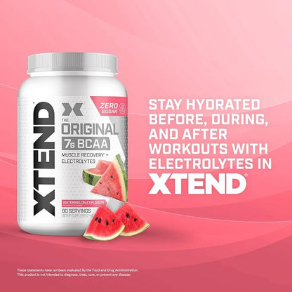 XTEND Original BCAA Powder 7g BCAA and 2.5g L-Glutamine, Sugar Free Post Workout Muscle Recovery Drink with Amino Acids for Men & Women, 90 Servings