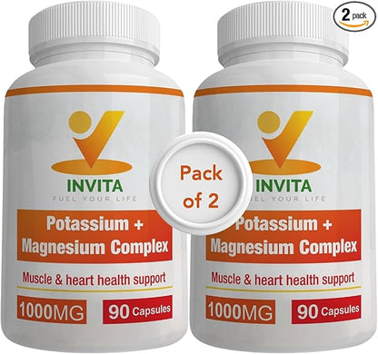 Potassium Magnesium Complex 1000 mg, High Absorption Magnesium & Potassium Supplement for Leg & Muscle Recovery, 5 Form Magnesium for Sleep & Vascular Support