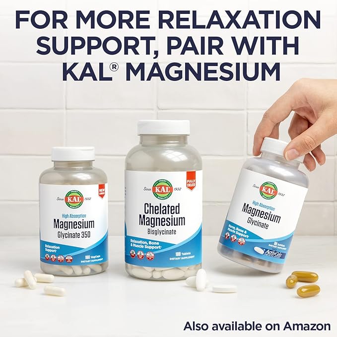 KAL Melatonin 3mg Sustained Release Sleep Aid, Melatonin Supplement Supports Healthy Relaxation, a Calm Feeling and a Proper Sleep Cycle, w/Added Vitamin B6, Vegan, Gluten Free, 120 Serv, 120 Tablets