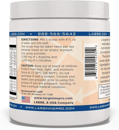 L-ARGININE PRO | 5,500mg L-Arginine Plus L-Citrulline 1,100mg Grape & Orange Powder Drink Mix Supplement for Increased Nitric Oxide Production