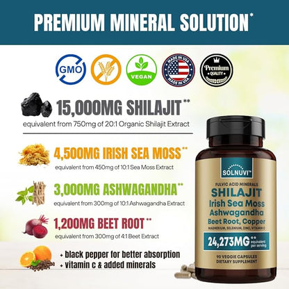 Ultimate Antioxidant Bundle - Shilajit Pure Himalayan Organic & Morosil - Fulvic Acid Trace Minerals, Irish Sea Moss, Ashwagandha, Copper, Beet Root - Non-GMO, Gluten-Free, Vegan Supplement
