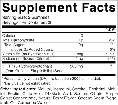 Vitamatic Sugar Free 5-HTP 200mg Gummies with B6 – 60 Pectin-Based Gummies – Mood Support & Stress Relief