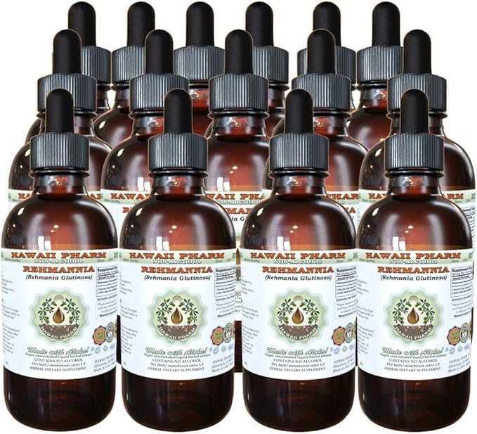 Rehmannia Alcohol-Free Liquid Extract, Organic Rehmannia (Rehmania Glutinosa) Dried Root Glycerite Natural Herbal Supplement, Hawaii Pharm, USA 15x4 fl.oz