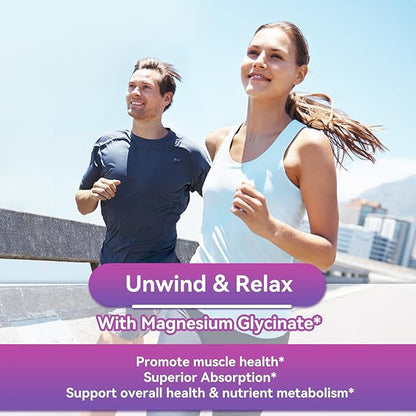 Magnesium Glycinate Gummies 400mg with L-Threonine 200mg - Sugar-Free Magnesium Potassium Supplement with Vitamin D, B6, CoQ10 for Muscle - 60 Mixed Berry Flavored Gummies