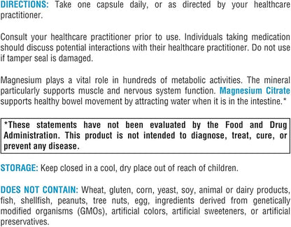 XYMOGEN Magnesium Citrate Capsules - Vegan Magnesium Supplement for Women + Men - Regularity, Muscle, Bone + Heart Health Supplements (120 Magnesium Pills)