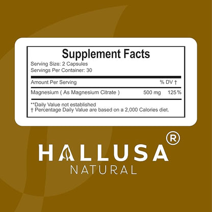 – Magnesium for Leg Cramps, Magnesium as Oxide 500 mg, 60 Capsules, 60-Day Supply, Muscle Relaxation, High Absorption.