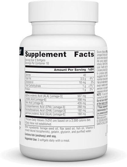 Source Naturals Omega 3-6-9, Essential Fatty Acid Complex for Heart and Brain Health* - 30 Softgels