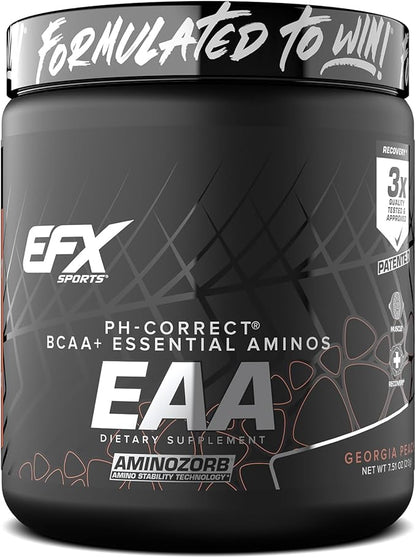EFX Sports Training Ground EAA | Essential Amino Acids Supplement | Energy & Protein Synthesis | Pre, Intra, or Post Workout | 40 Servings (Georgia Peach)