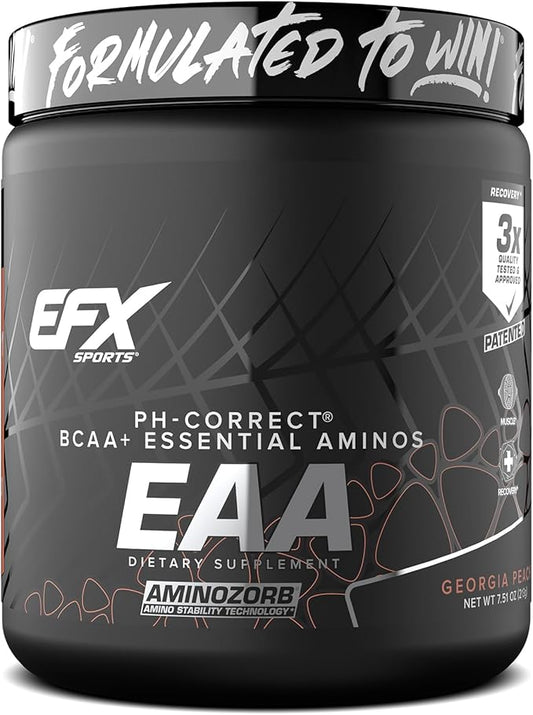 EFX Sports Training Ground EAA | Essential Amino Acids Supplement | Energy & Protein Synthesis | Pre, Intra, or Post Workout | 40 Servings (Georgia Peach)