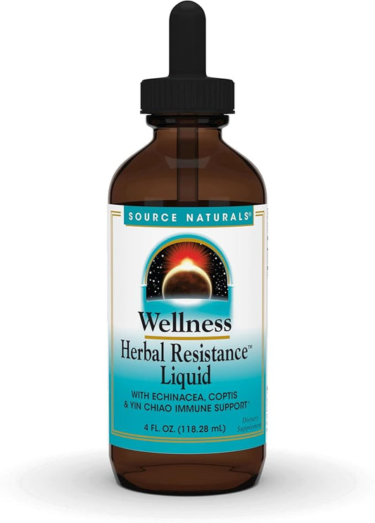 Source Naturals Wellness Herbal Resistance Liquid Immune Defense Supplement and Immunity Booster with Echinacea, Elderberry and Yin Chiao - 4 Fluid Oz