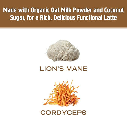 OM MUSHROOM SUPERFOOD Coffee Latte Blend Mushroom Powder, 8.47 Ounce Canister, 30 Servings, Lion's Mane, Cordyceps, Reishi, Chaga, Energy & Mental Clarity Support Supplement